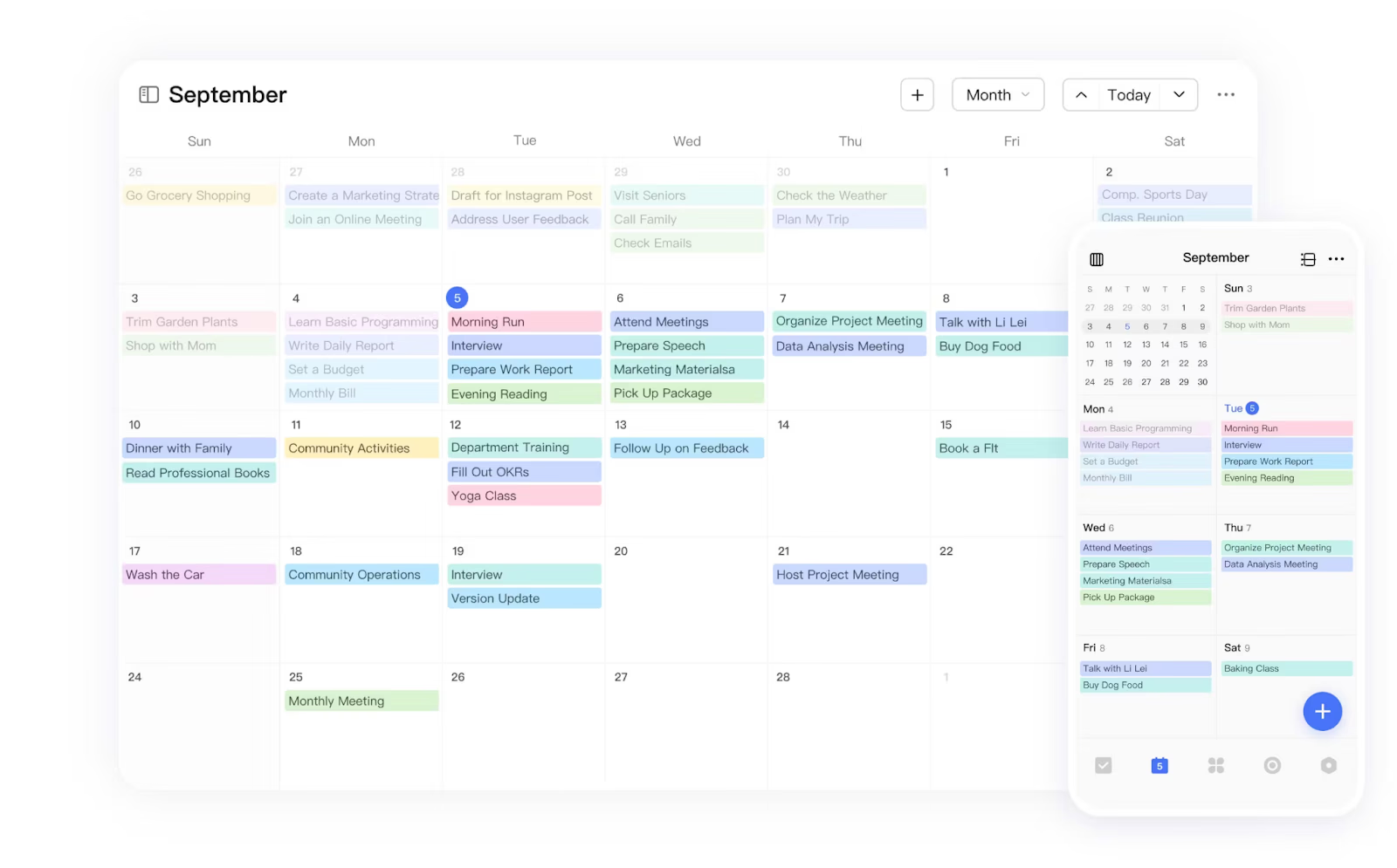 TickTick task planner with calendar