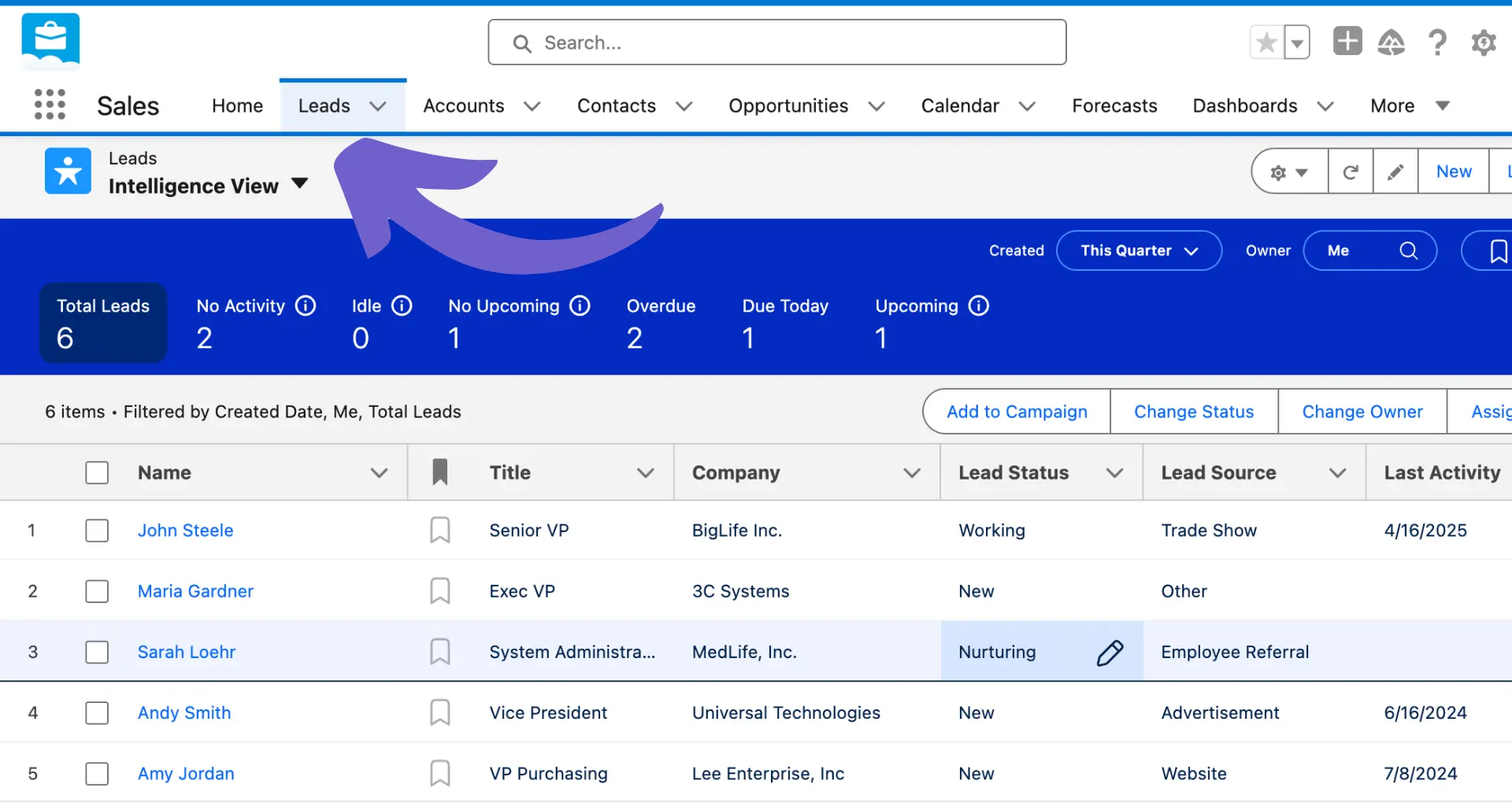 Managing leads in Salesforce