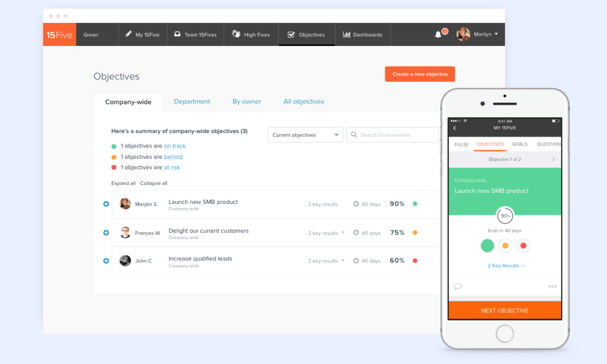 15Five is an employee performance review