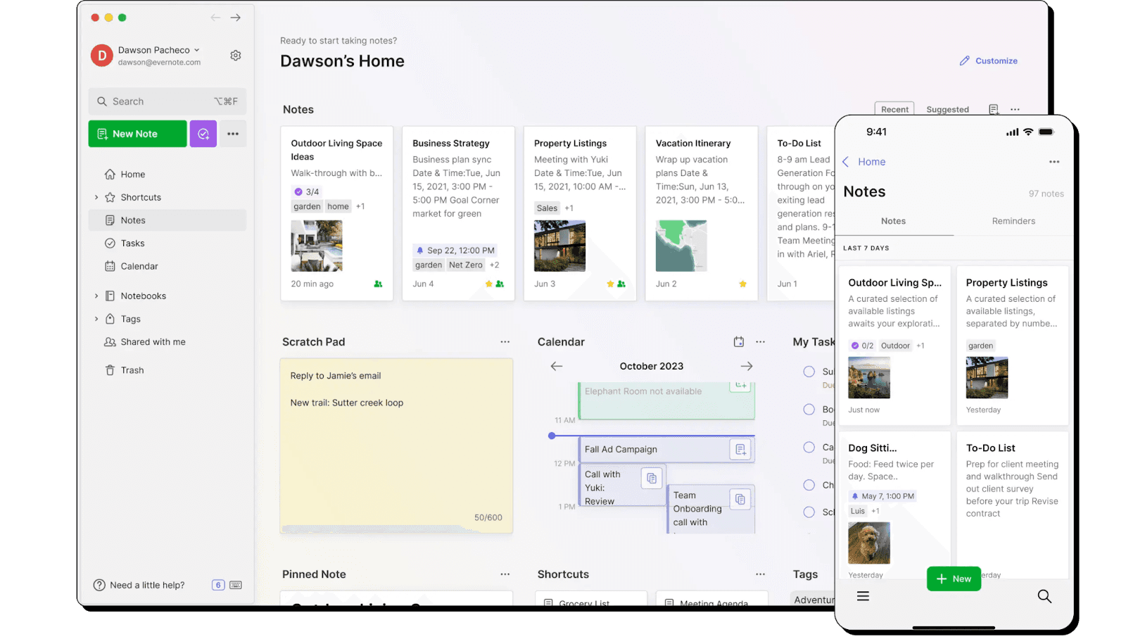 home page of evernote&nbsp;