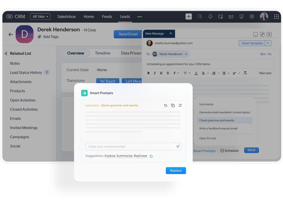 Zoho CRM interface