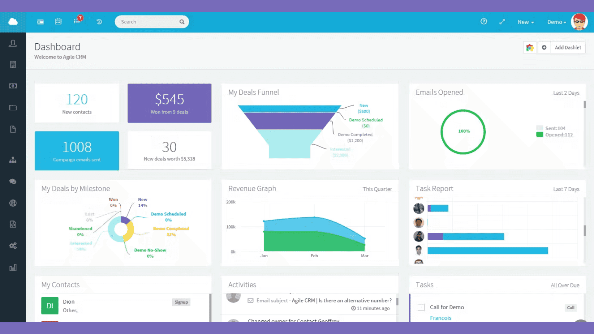 Agile CRM interface