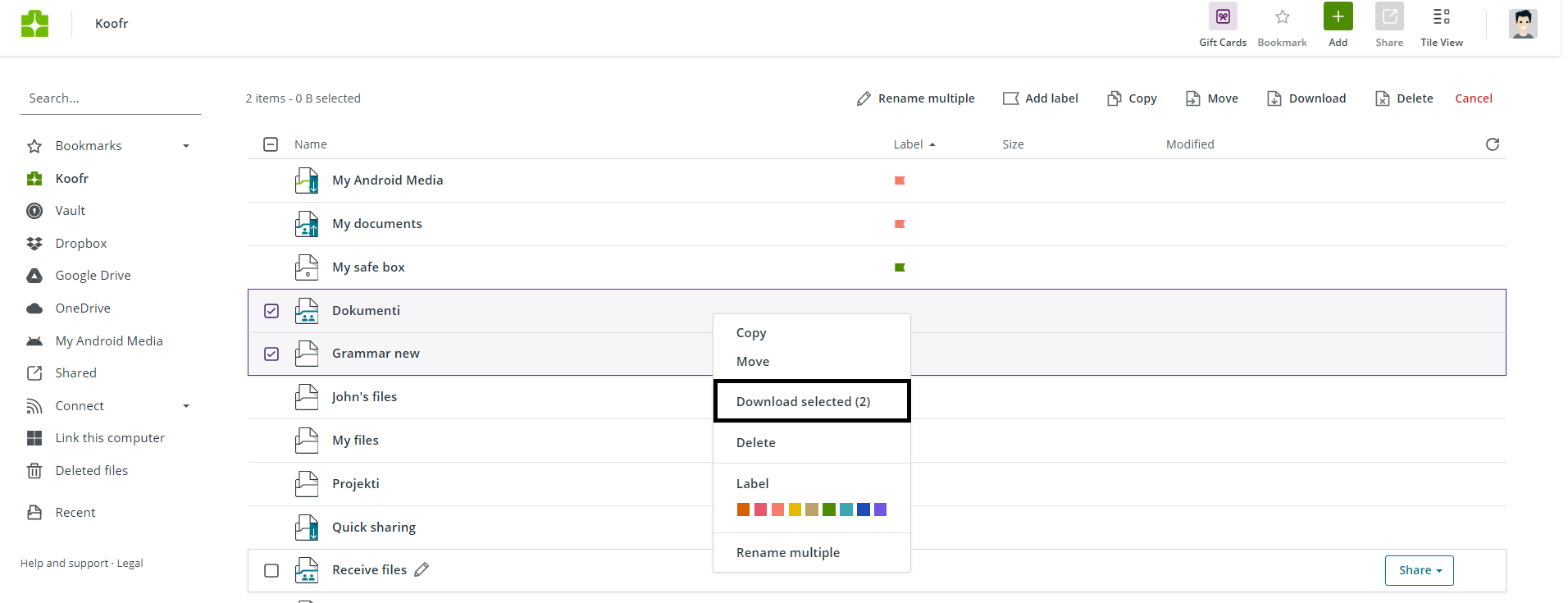 Koofr is for multi-cloud connections and clean file organization