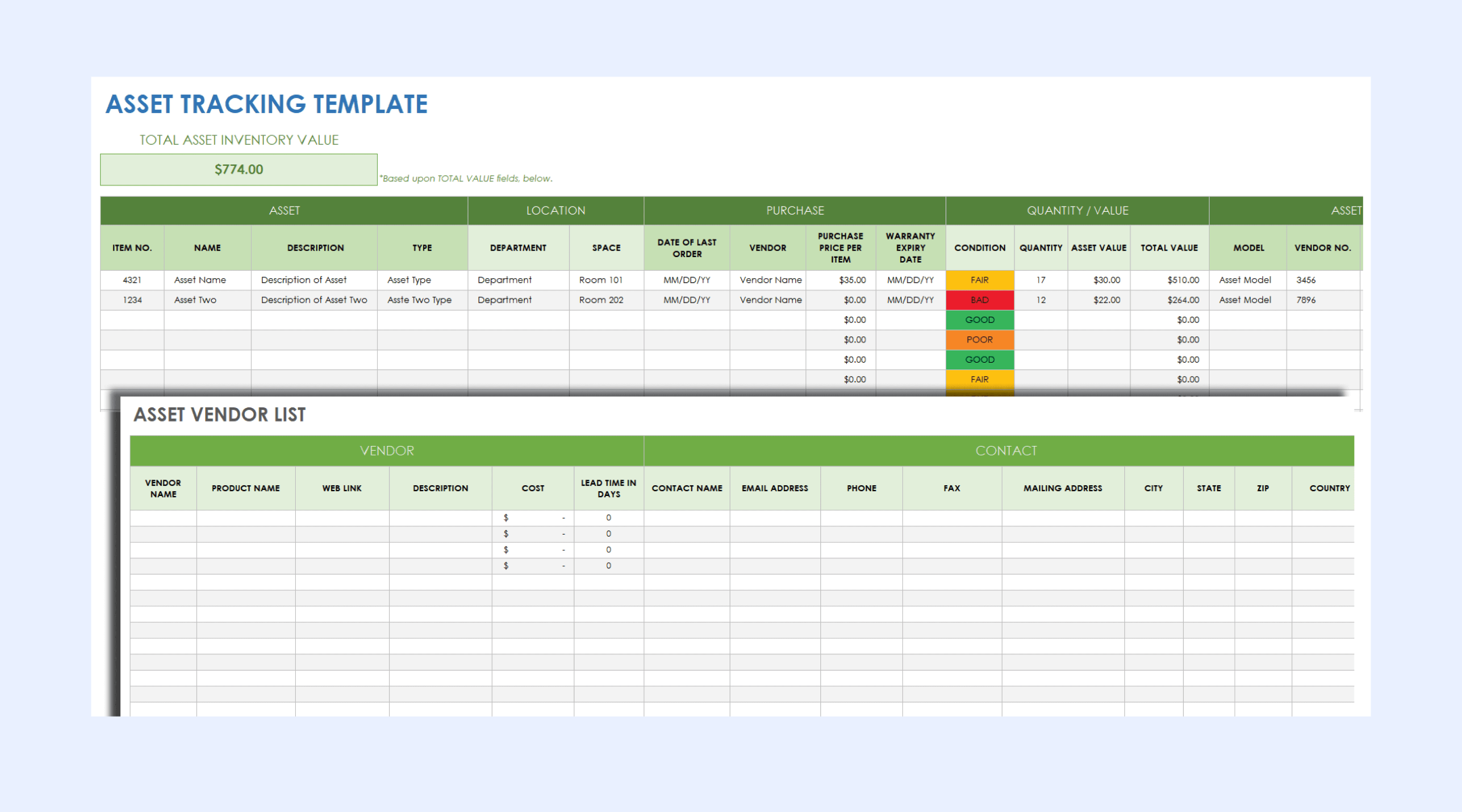 Office asset inventory template