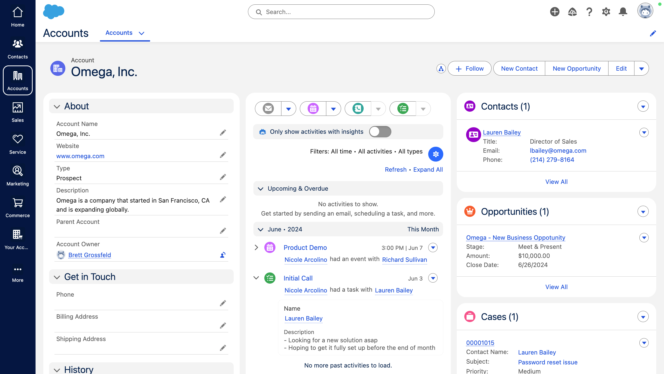 Interface of Salesforce, the biggest CRM software provider