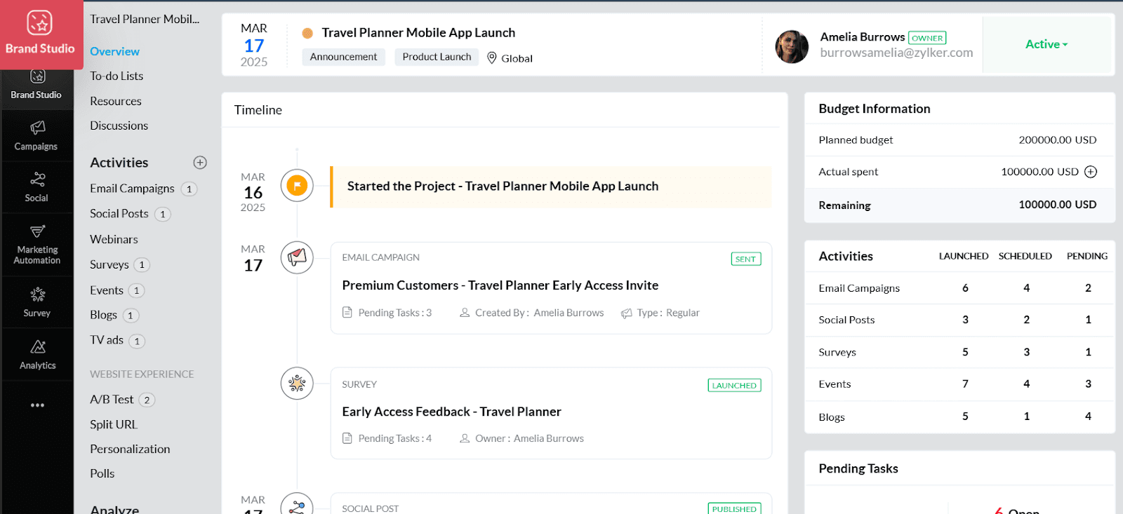 Zoho marketing planner
