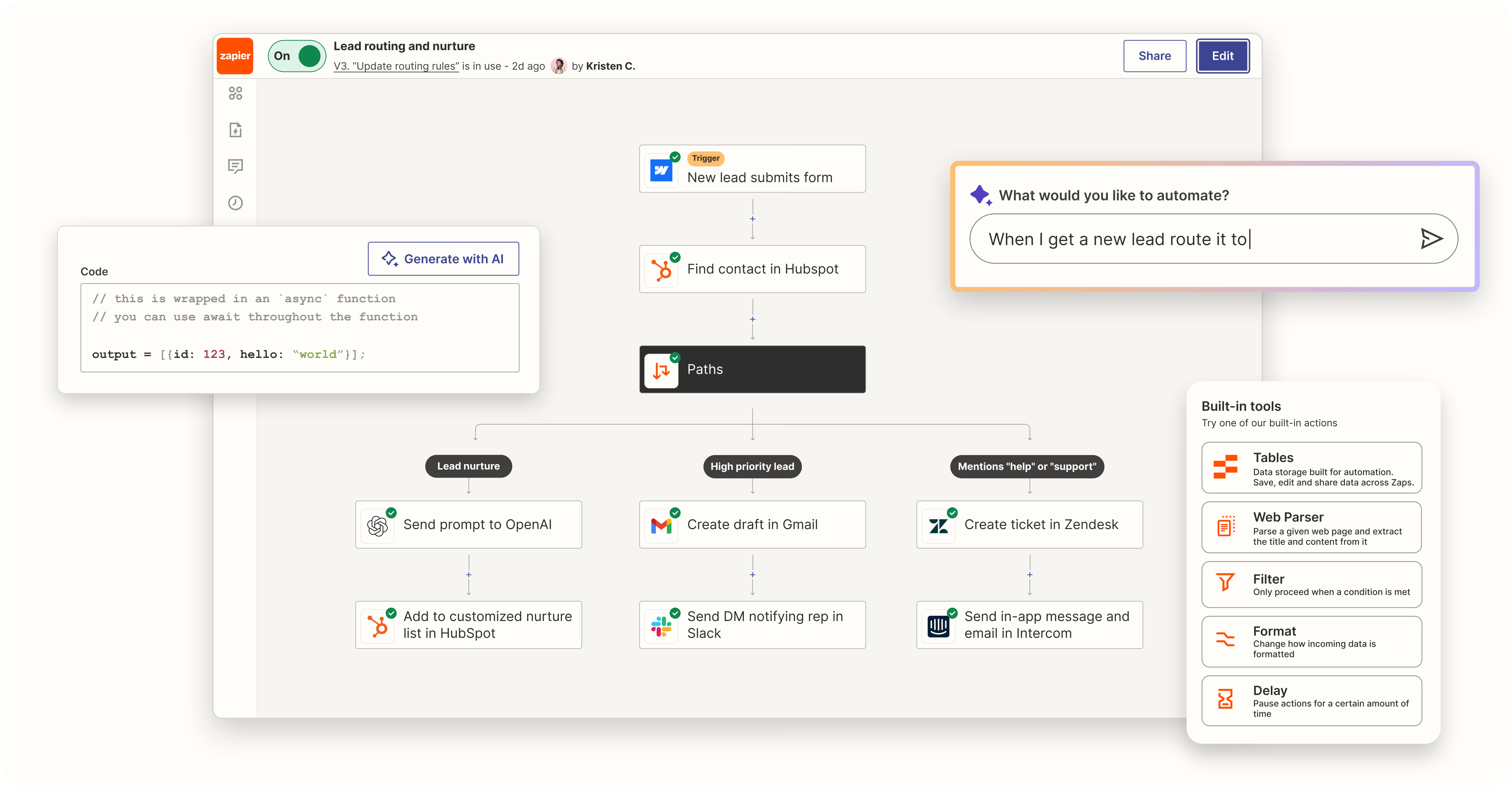 Zapier cloud workflow platform