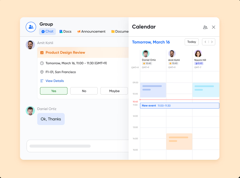 Lark Calendar forsters change management