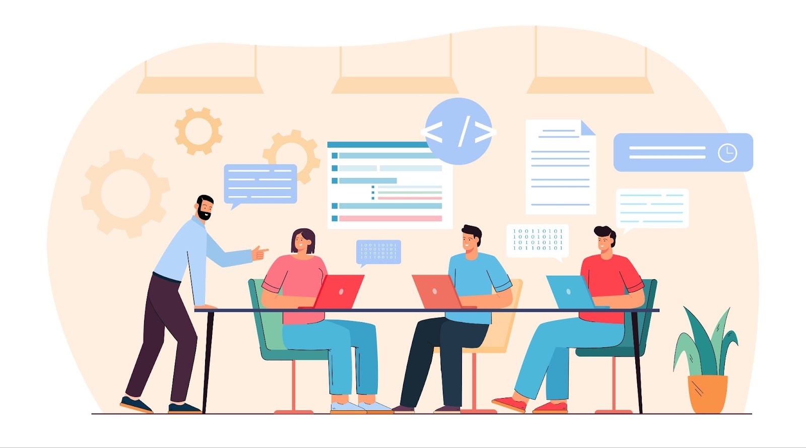 A group of&nbsp; IT professionals in a meeting