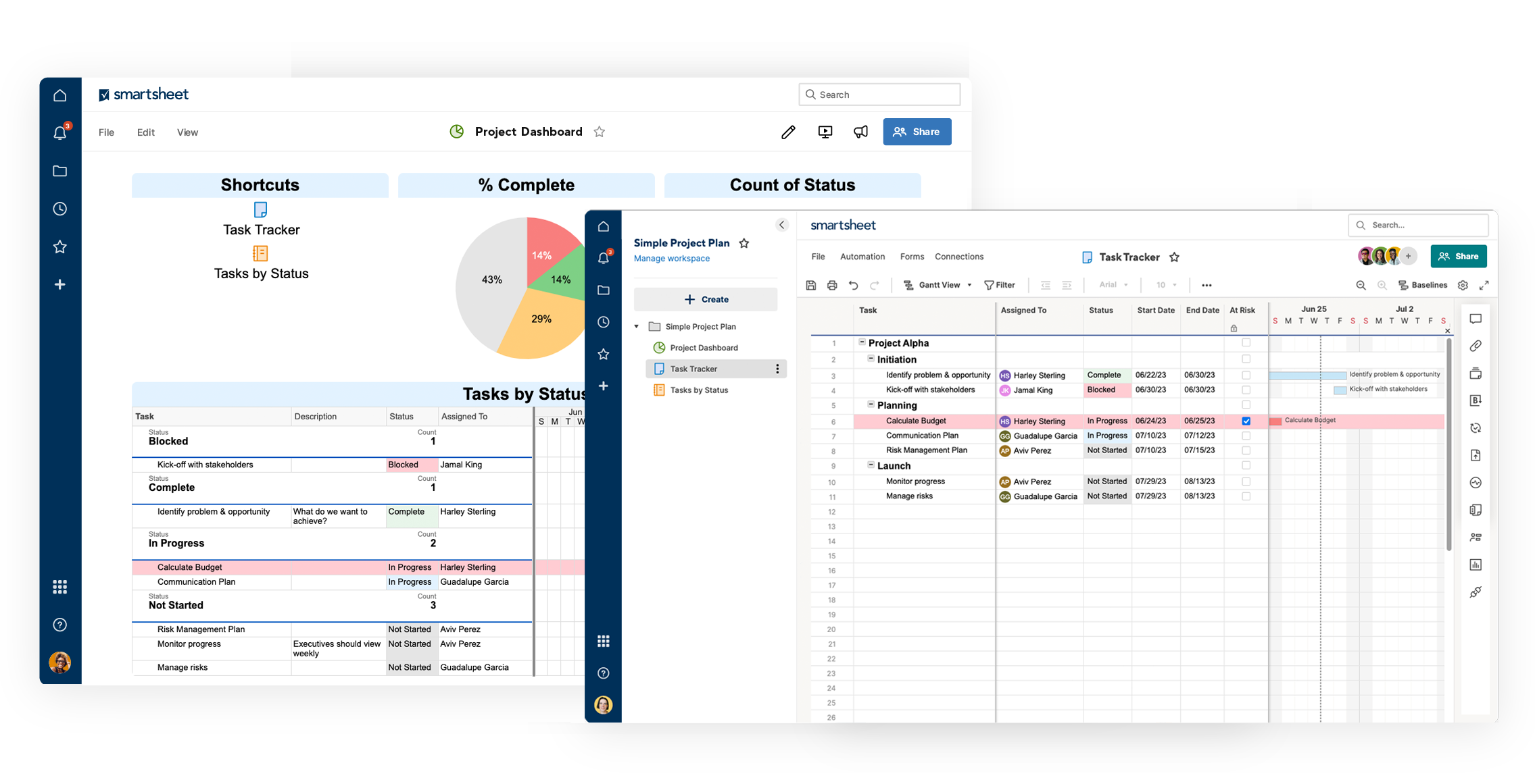 Smartsheet software development tracking