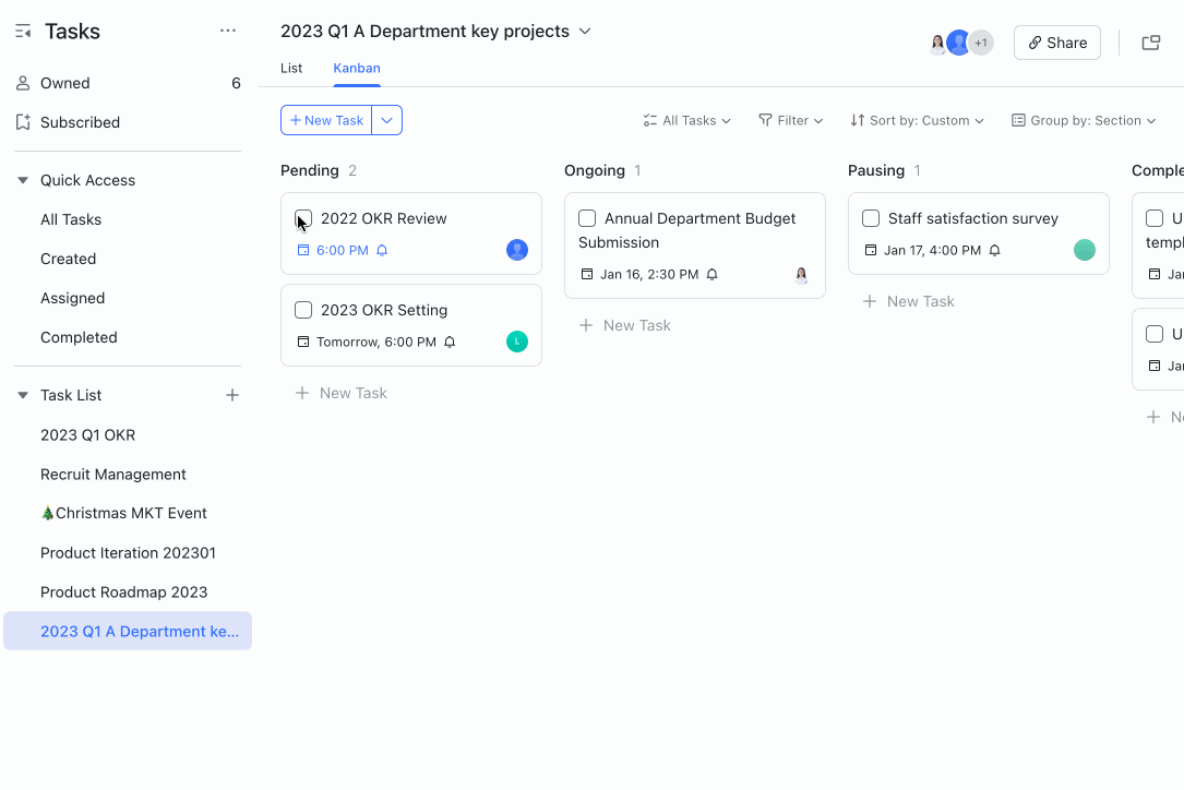 Lark Tasks: Assign and complete Tasks in Kanban