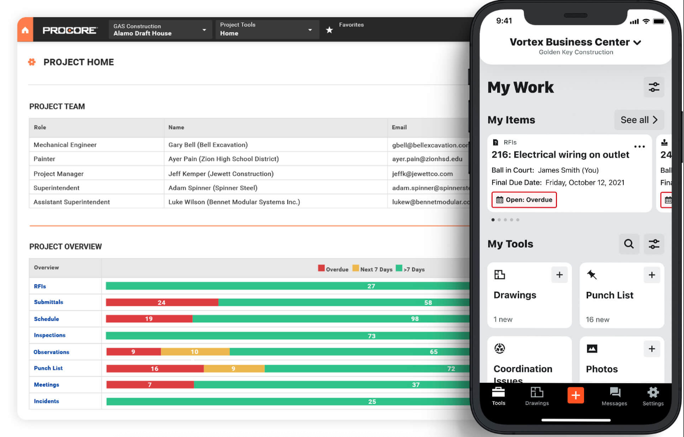 Procore: Best for construction project documents and teamwork