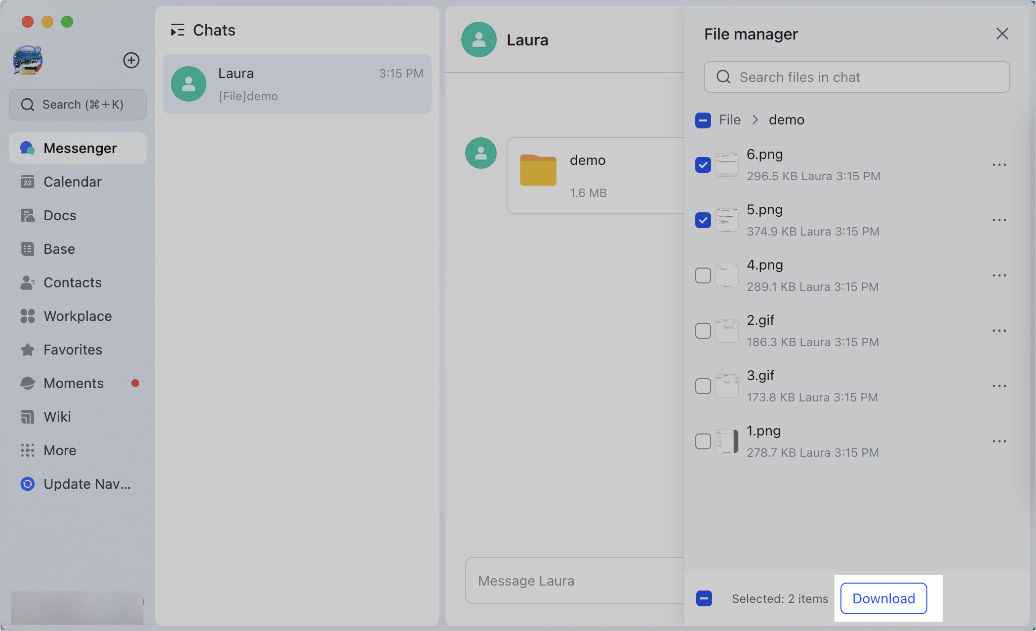 Send files and folders