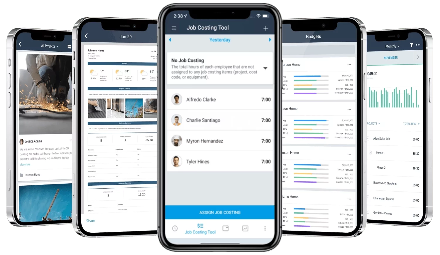 Busybusy mobile time tracking app for construction crews with real-time job site clock-in functionality
