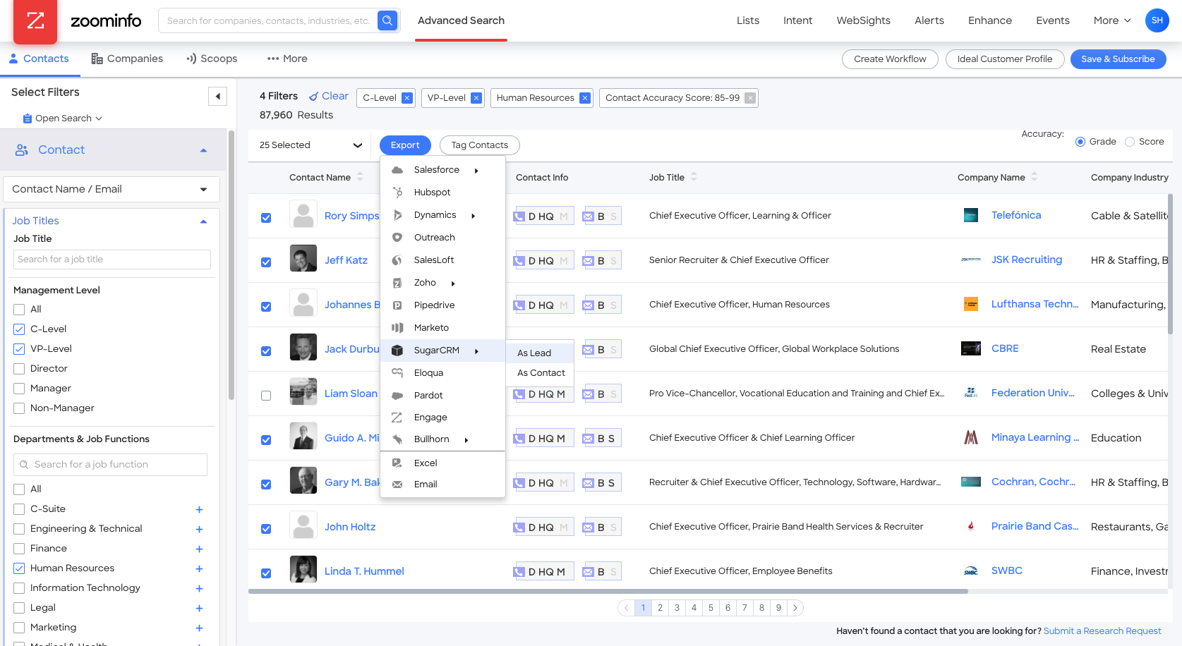 ZoomInfo for B2B lead database