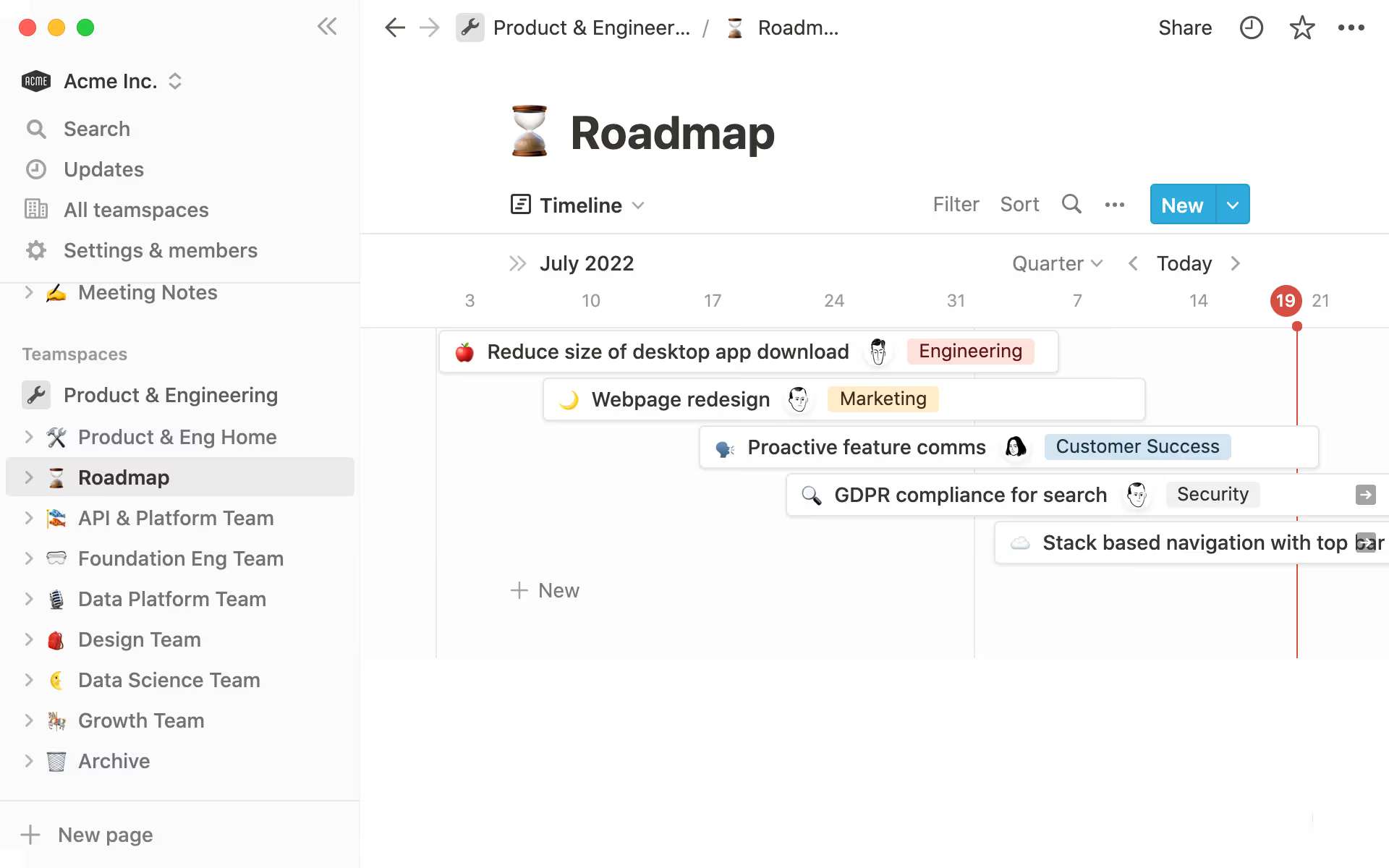 Notion provides a structure to tasks
