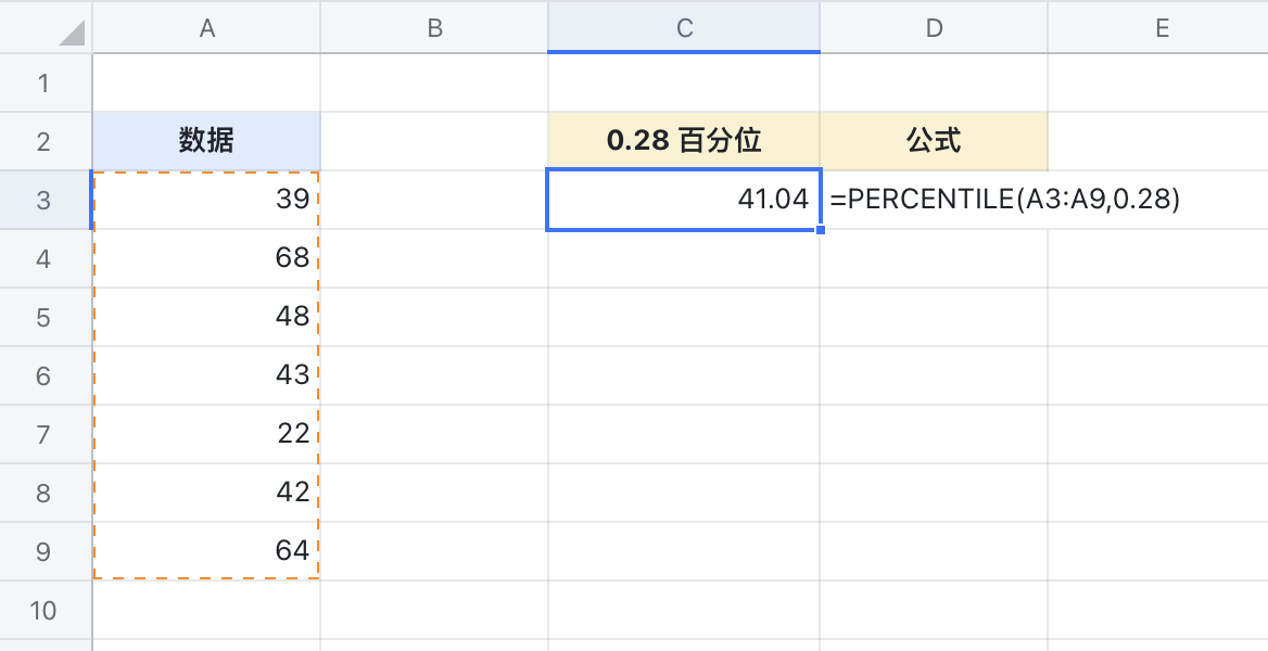 PERCENTILE 函数