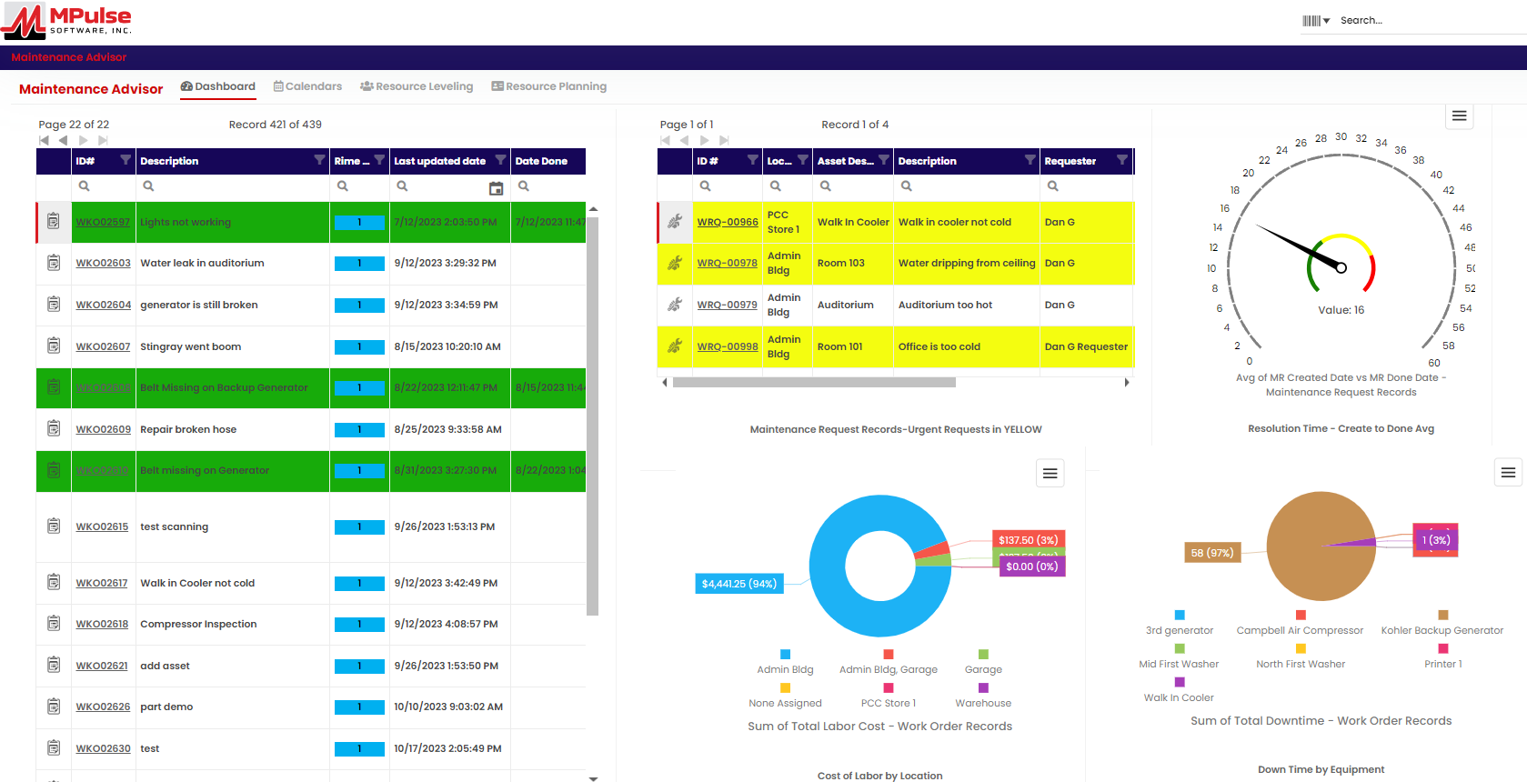 MPulse is a CMMS for facilities maintenance