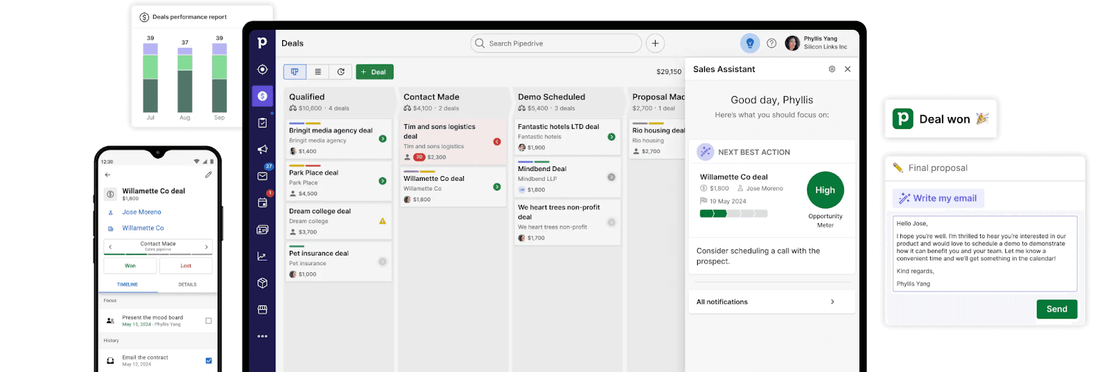 Pipedrive interface example