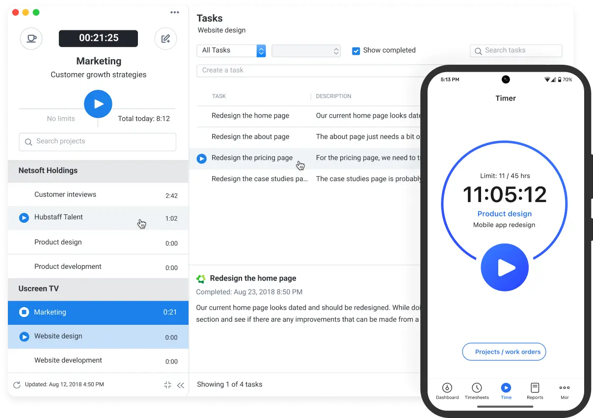 Hubstaff timekeeping app