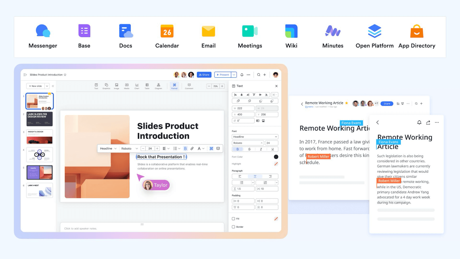 Lark’s powerful content creation tools: Docs, Slides,&nbsp; and Base