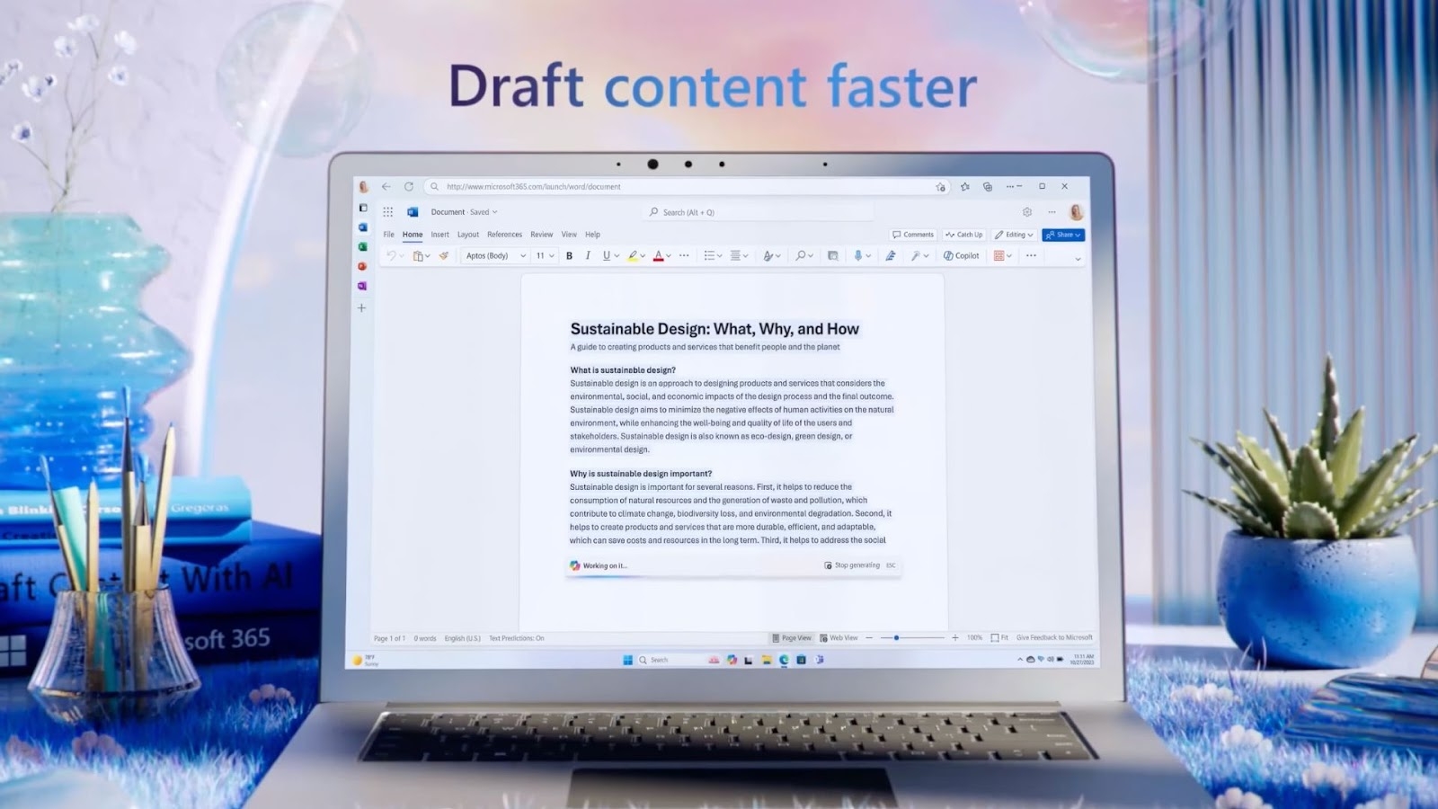 Microsoft Word's AI features for faster content creation