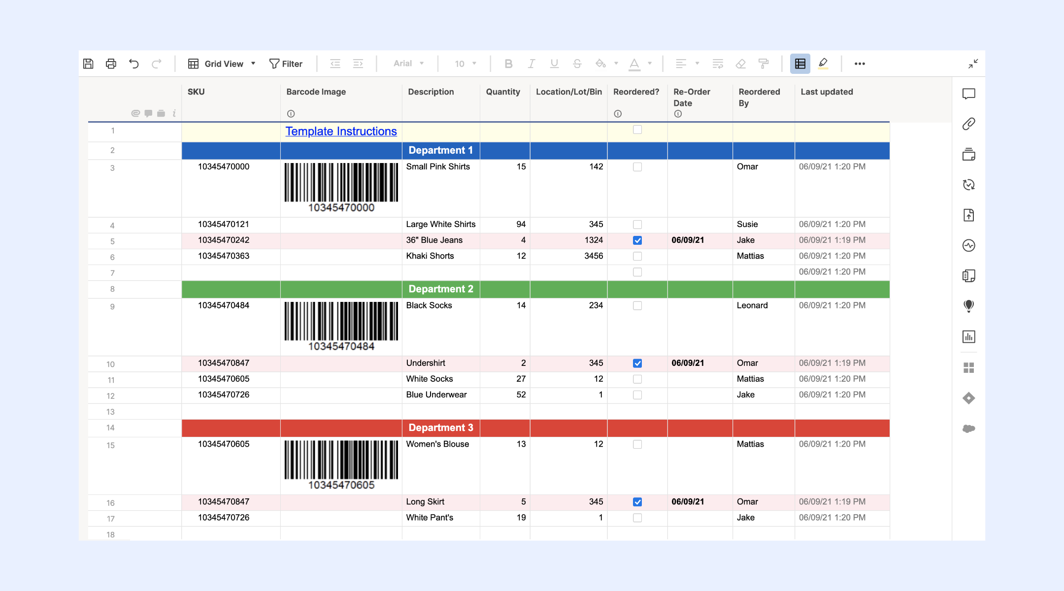 Inventory with barcode scanner