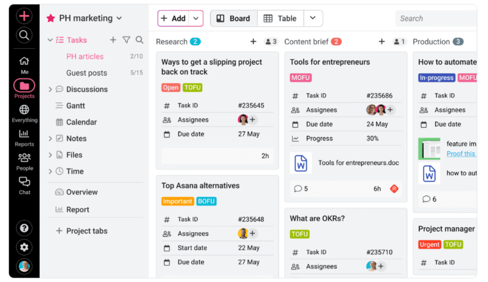 Interface of ProofHub
