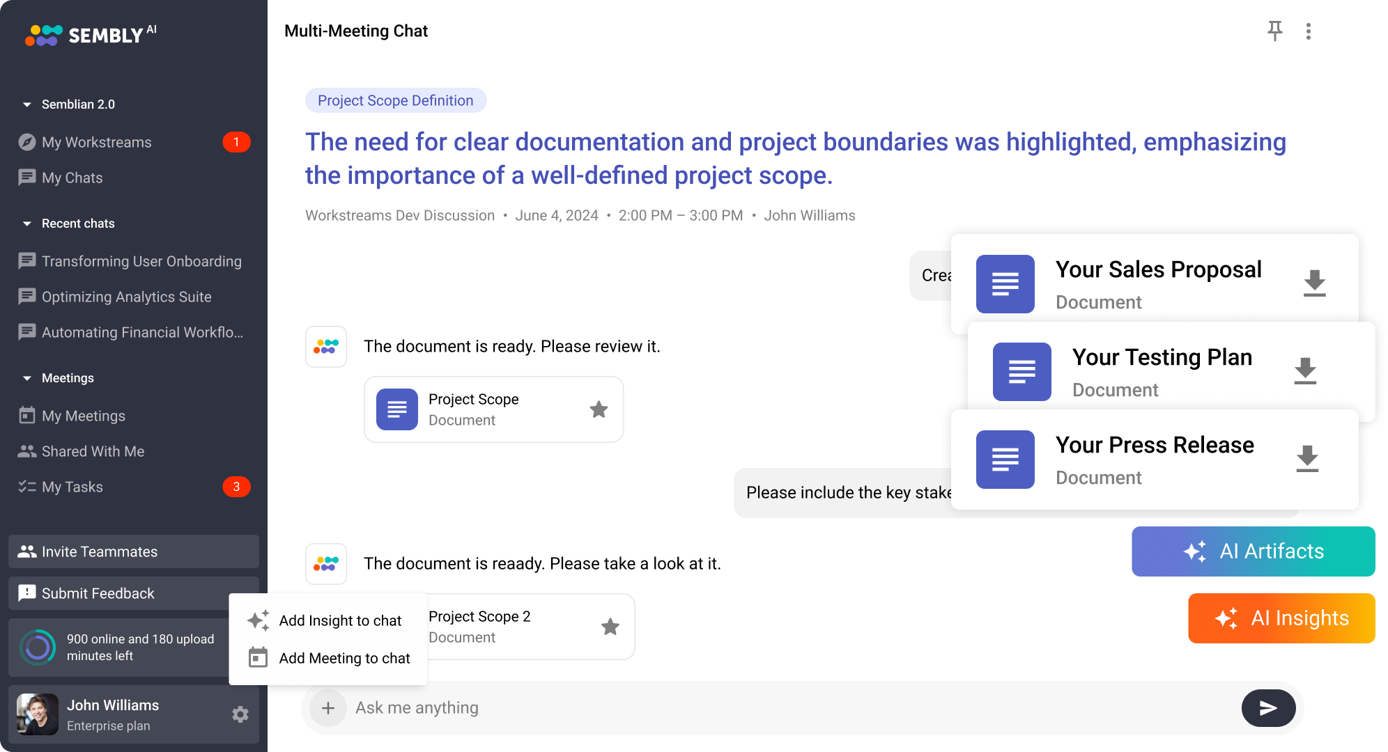 Sembly AI is a smart meeting summary tool