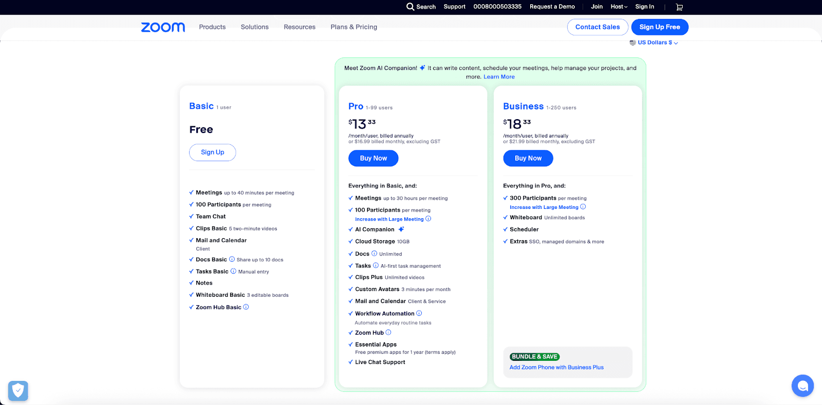 Zoom pricing