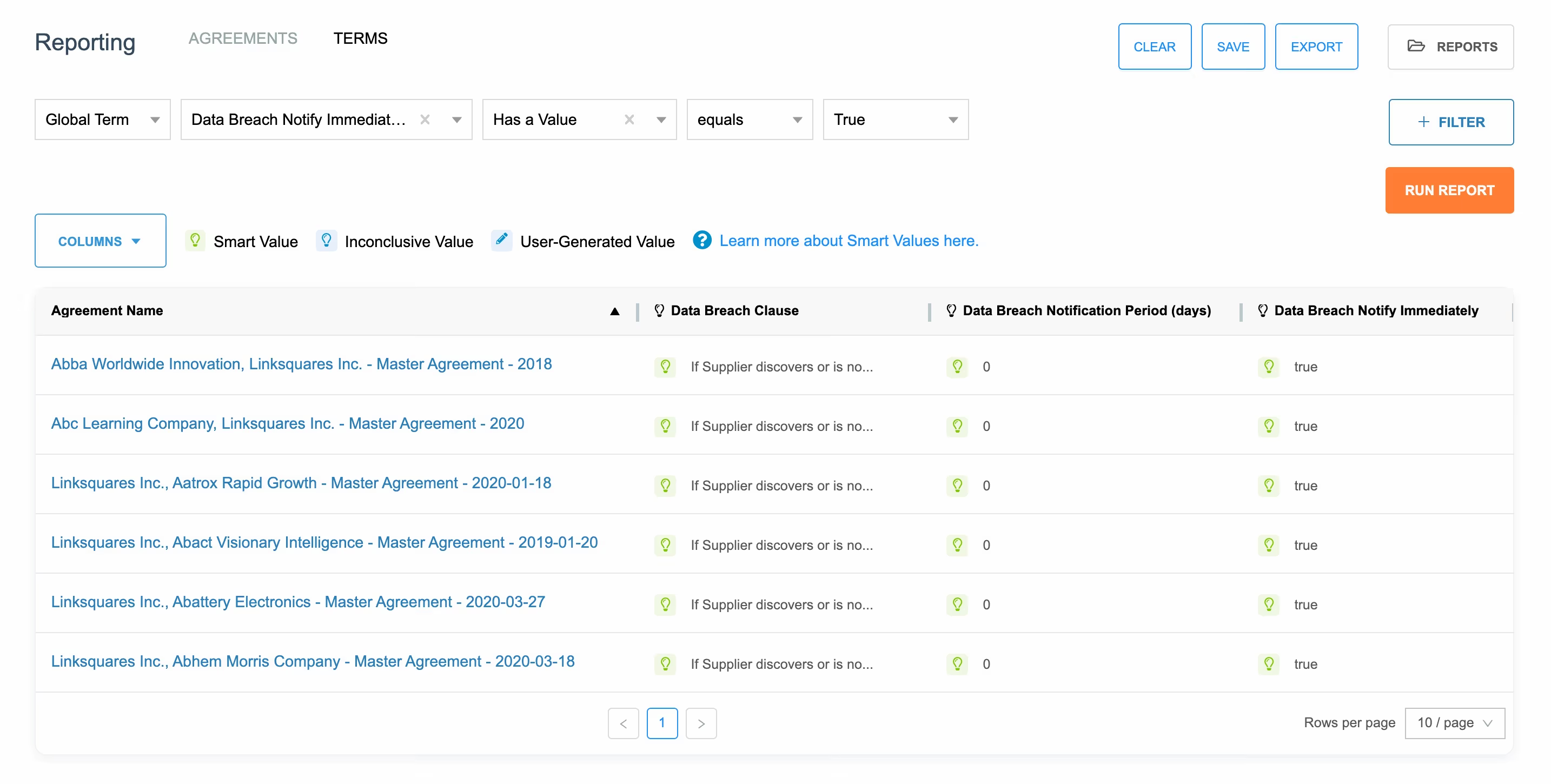 LinkSquares AI contract search and reporting software