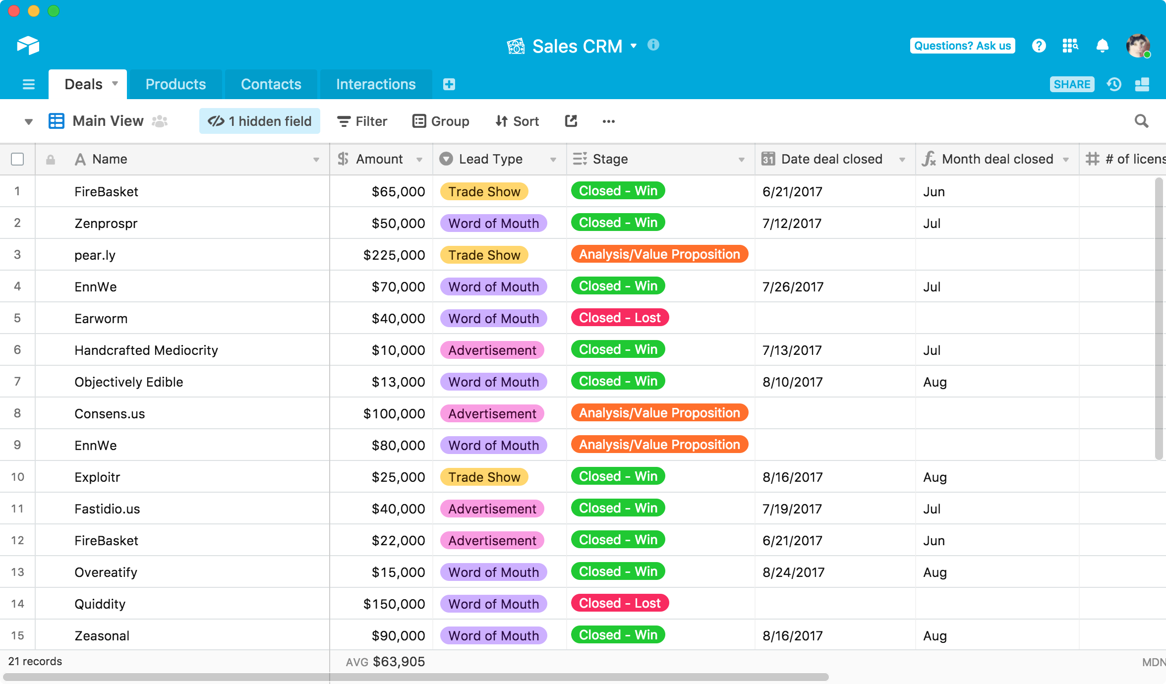 Airtable database
