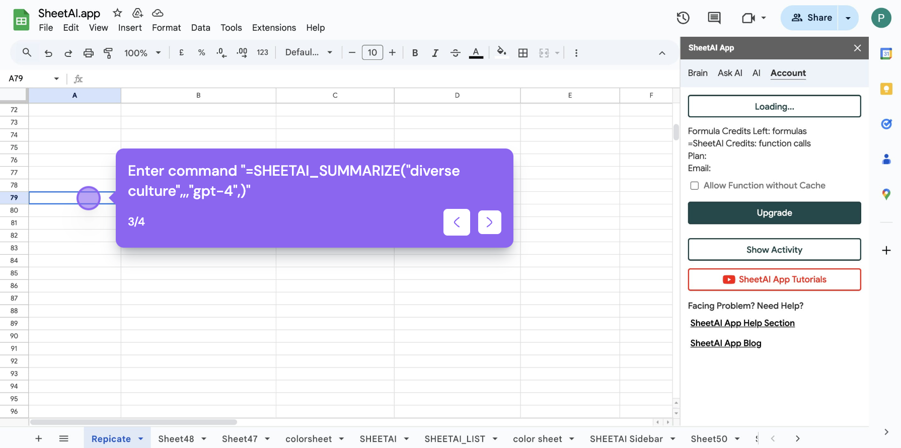 Google sheet ai