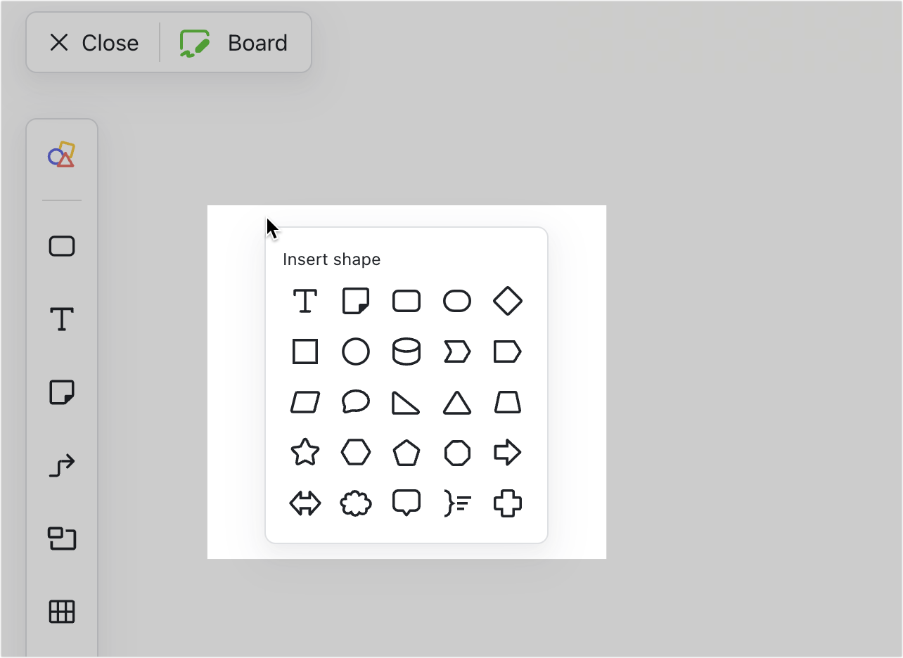 Insert shapes in Board