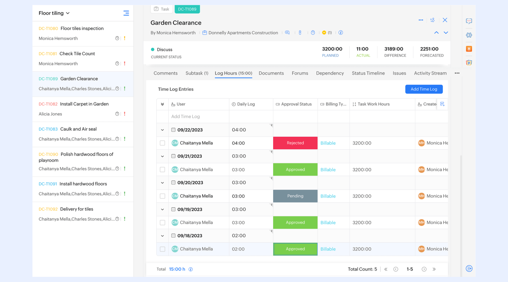 Zoho timesheet