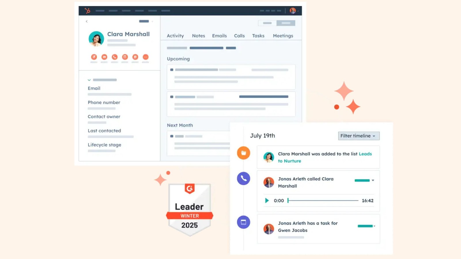 HubSpot's interface for contact management