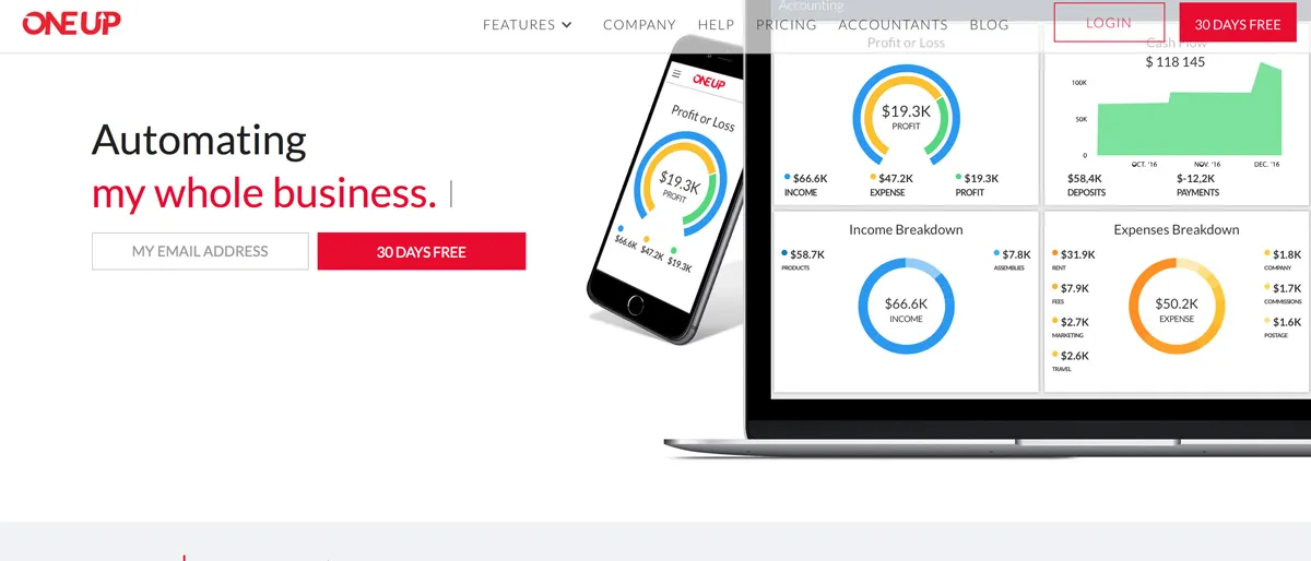 Cloud accounting and inventory software dashboard