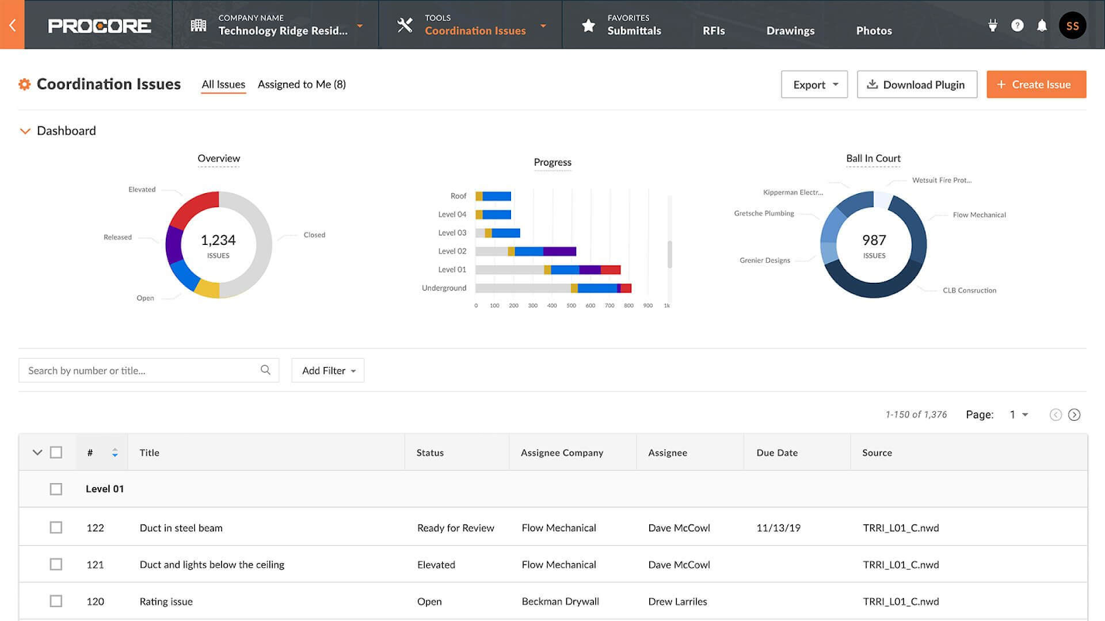 Procore CRM for construction project management