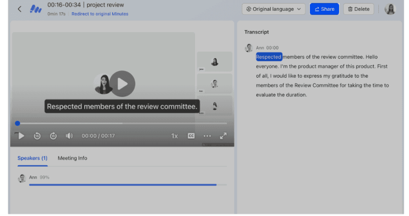 Image of how to share meeting clips in Lark
