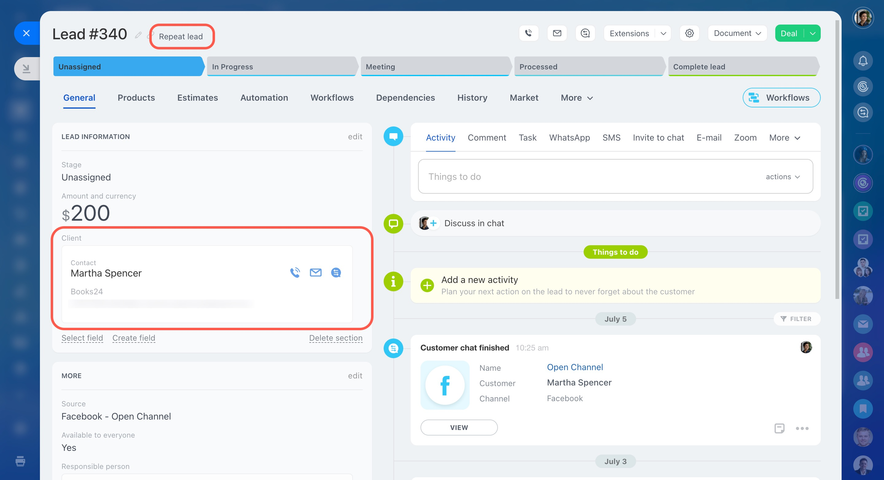 Leads overview in Bitrix24