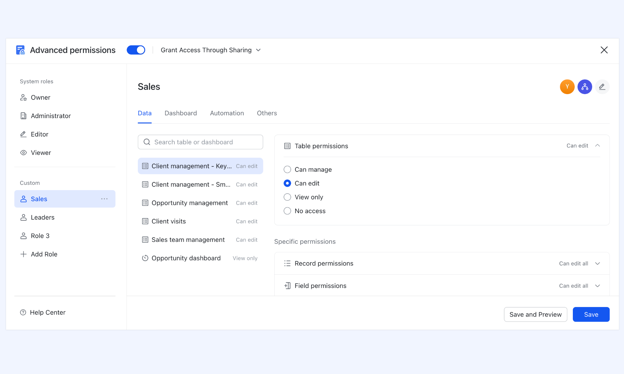 Lark allows changing permissions for granular management