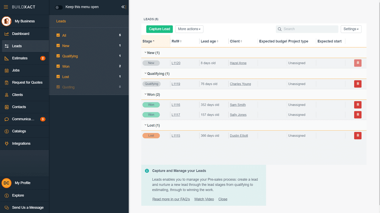 Buildxact accepts real project costs from the start