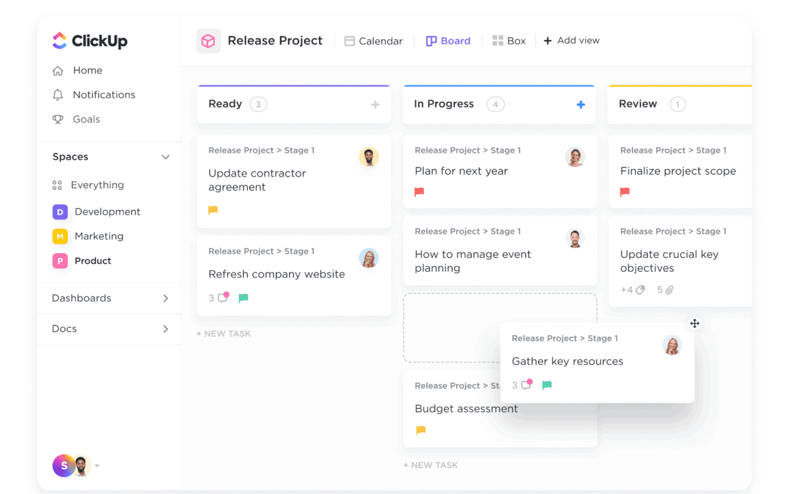 ClickUp dashboard overview
