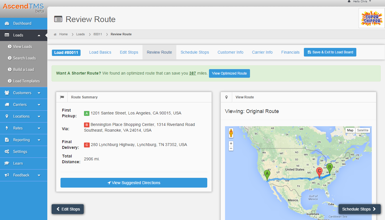 AscendTMS cloud-based transportation management system