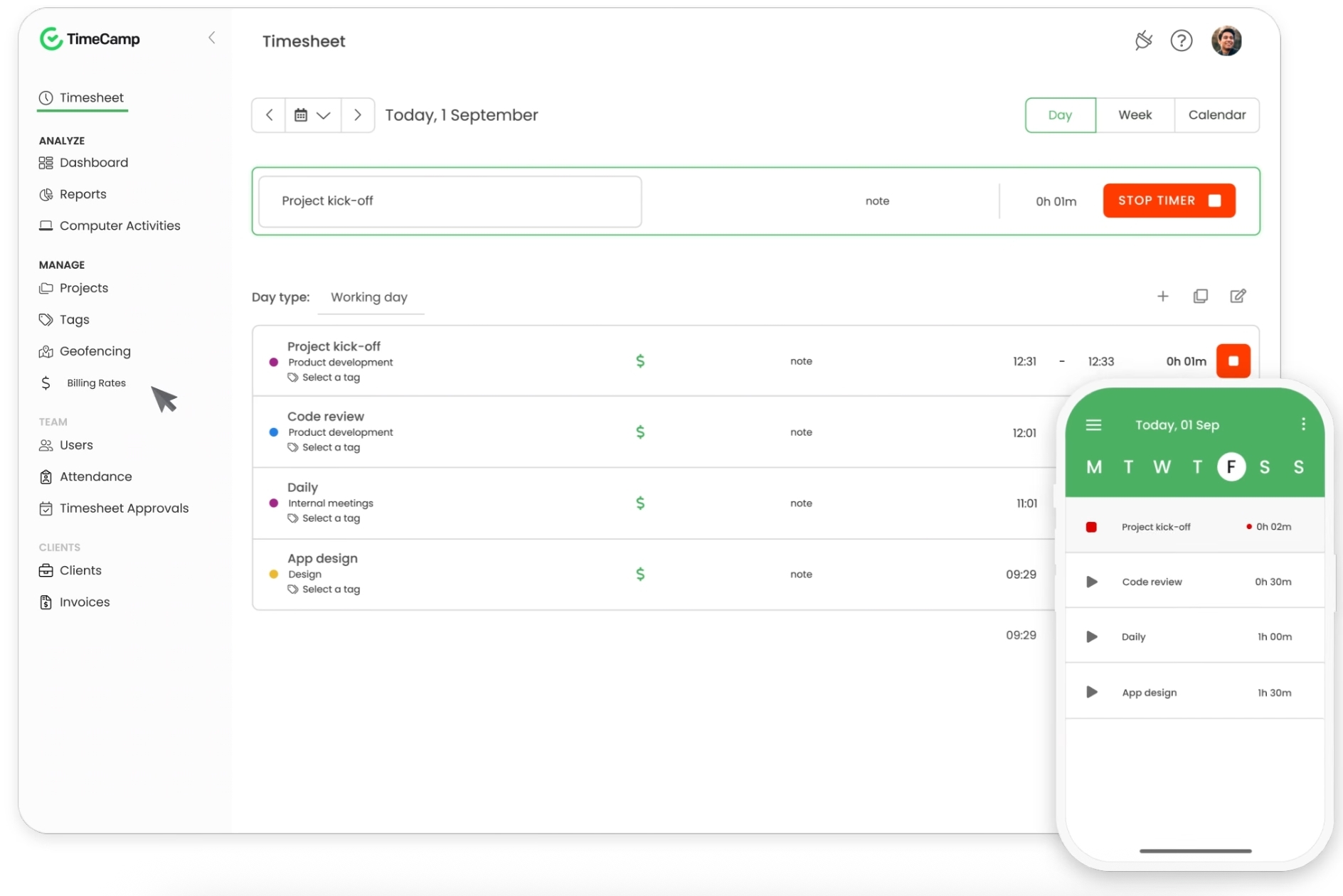 TimeCamp overview