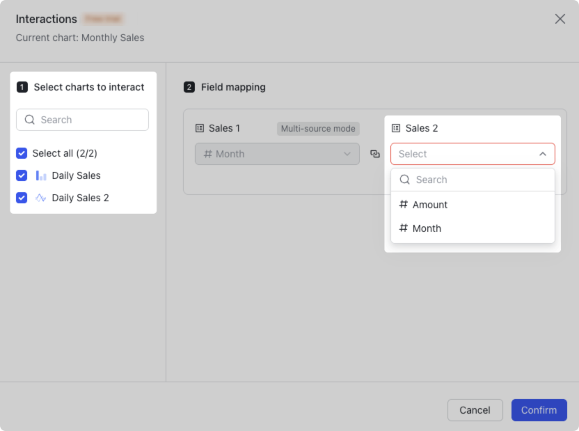 Use the chart interaction feature in dashboards