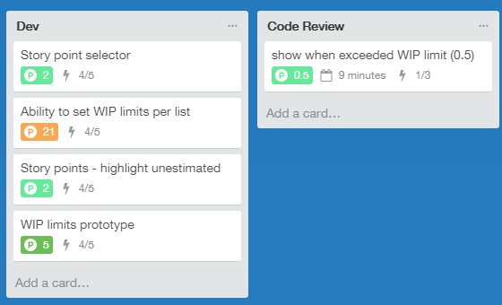 Trello: Kanban Dev board