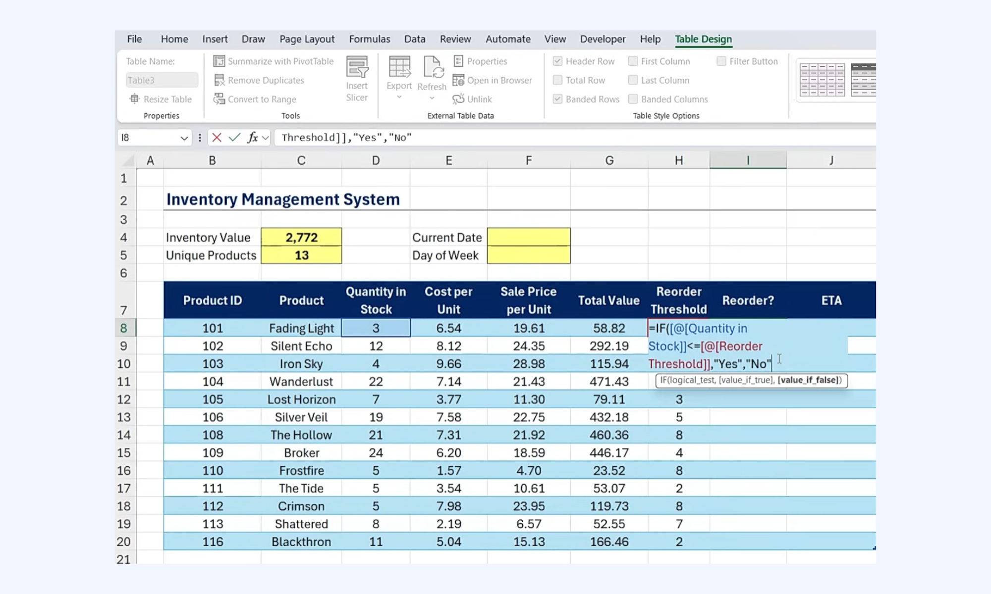 Use the formulas in Excel
