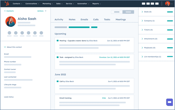 HubSpot's contact management page