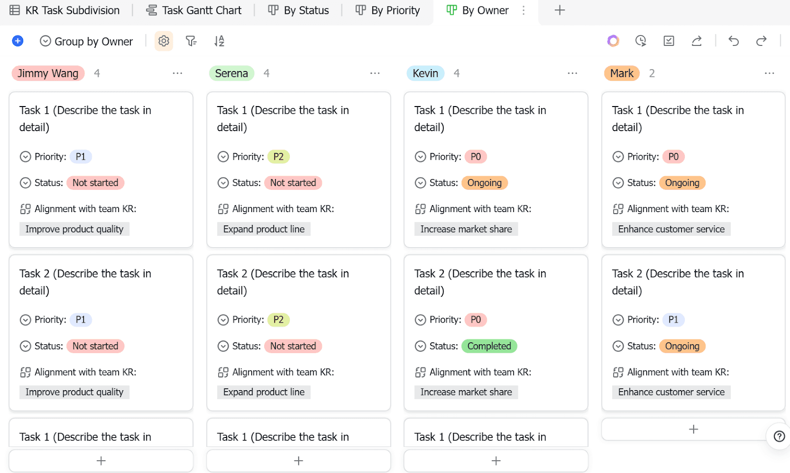 OKR Kanban in Lark Base